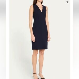 NWOT Akris Sleeveless V-Neck Wool
Double-Face Sheath Dress Navy Sz 2